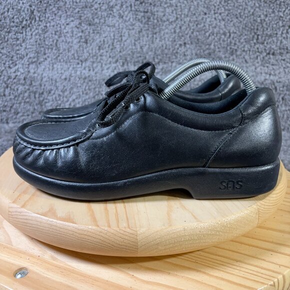 SAS Take Time Shoe Womens Size 9.5 Black Leather Orthopedic Oxford Made in USA - Picture 1 of 9